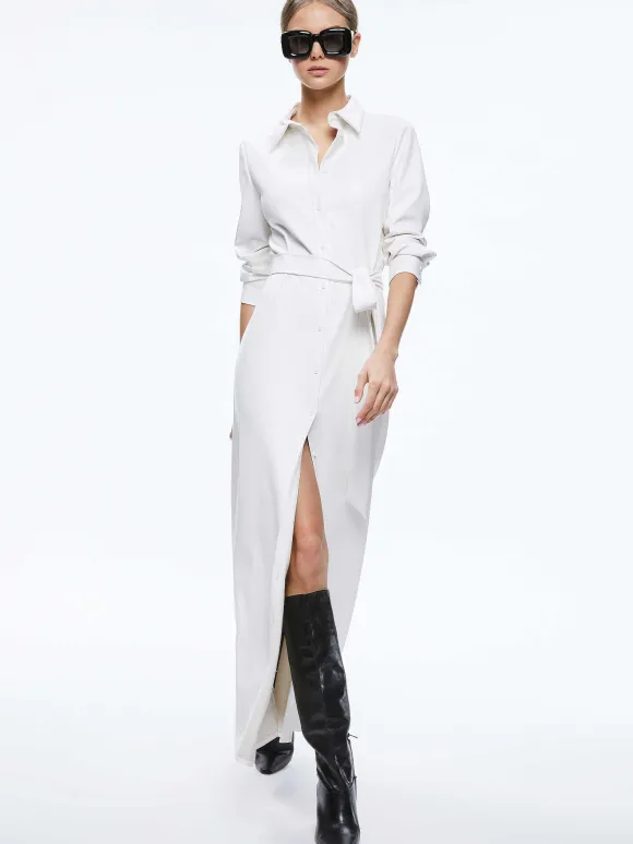 Chassidy Vegan Leather Maxi Shirt Dress | Alice and Olivia Shop