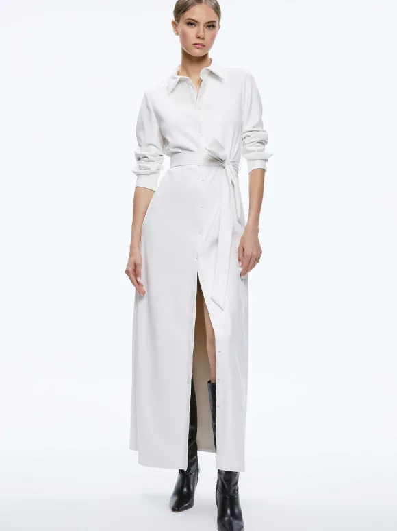 Chassidy Vegan Leather Maxi Shirt Dress | Alice and Olivia Shop