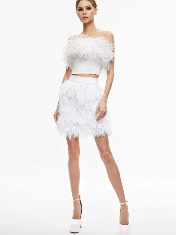 Cina Feather Mini Skirt | Alice and Olivia Sale