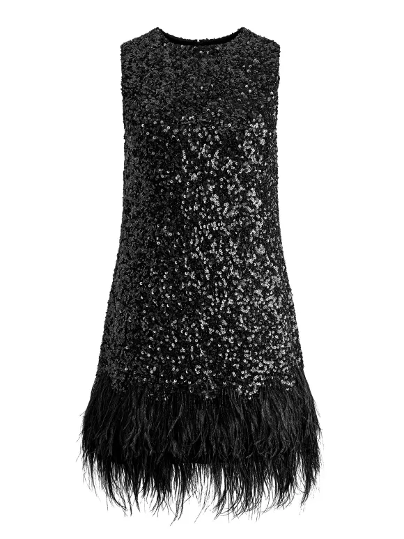 Coley Embellished Feather Trim Mini Dress | Alice and Olivia Best Sale