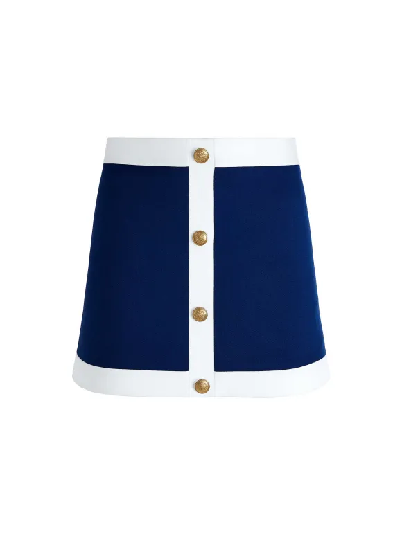 Colton Colorblock Button Front Mini Skirt | Alice and Olivia Shop