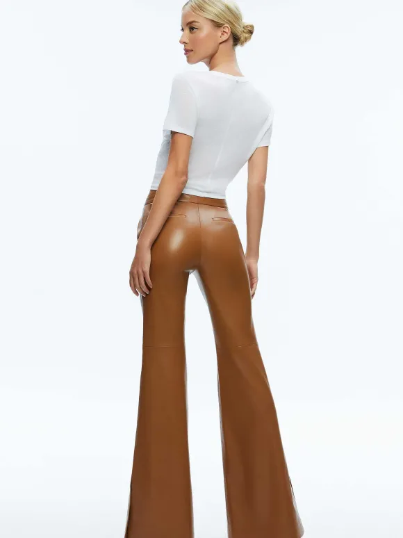 Danette Vegan Leather Split Hem Trousers | Alice and Olivia Cheap