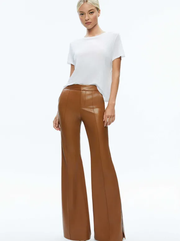 Danette Vegan Leather Split Hem Trousers | Alice and Olivia Cheap