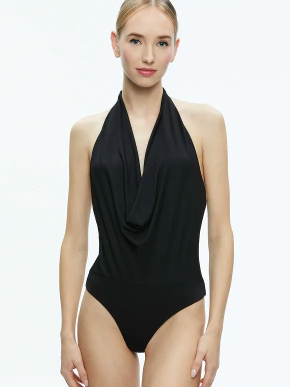 Dani Halter Deep Cowl Neck Bodysuit | Alice and Olivia Store