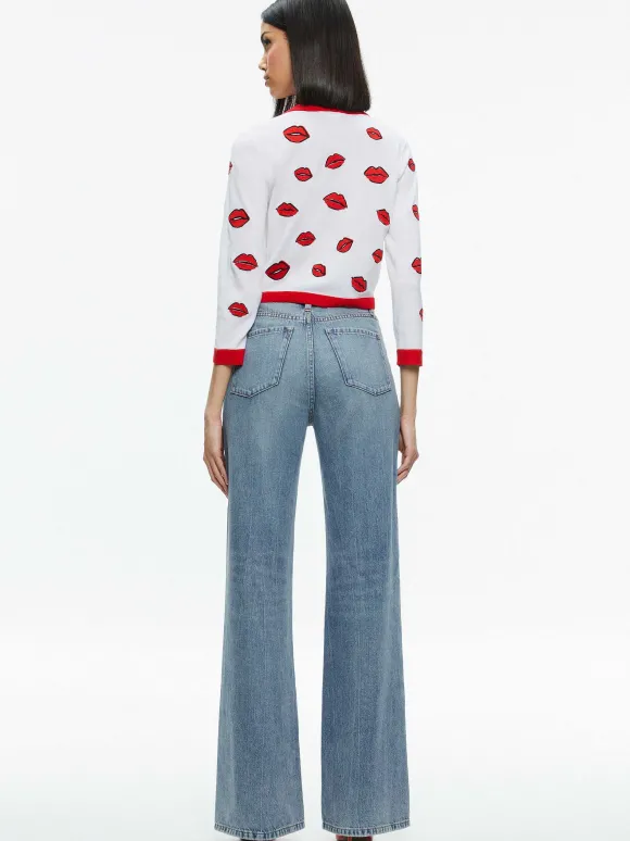 Daroda Kiss Crewneck Cropped Cardigan | Alice and Olivia Best