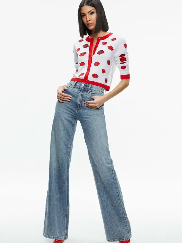 Daroda Kiss Crewneck Cropped Cardigan | Alice and Olivia Best