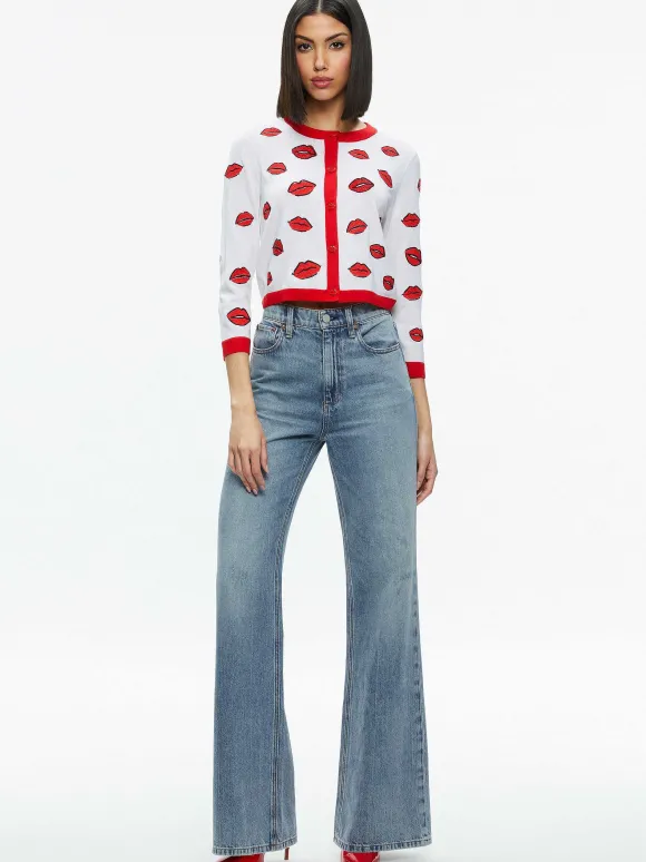 Daroda Kiss Crewneck Cropped Cardigan | Alice and Olivia Best