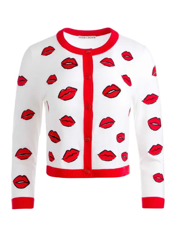 Daroda Kiss Crewneck Cropped Cardigan | Alice and Olivia Best