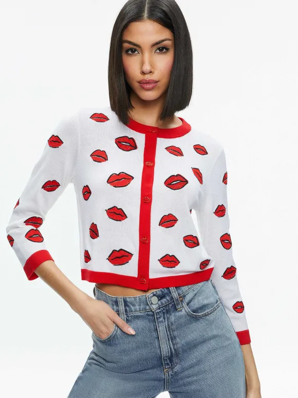 Daroda Kiss Crewneck Cropped Cardigan | Alice and Olivia Best
