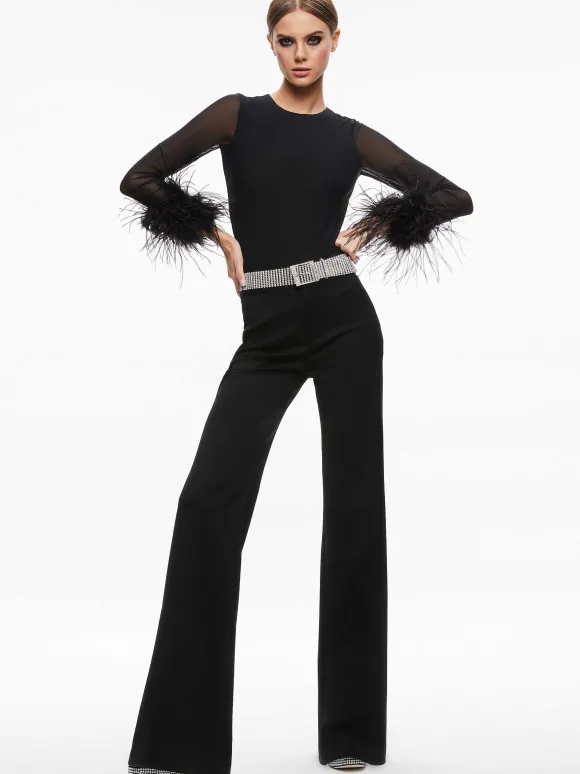 Delaina Feather Cuff Sleeve Top | Alice and Olivia Best