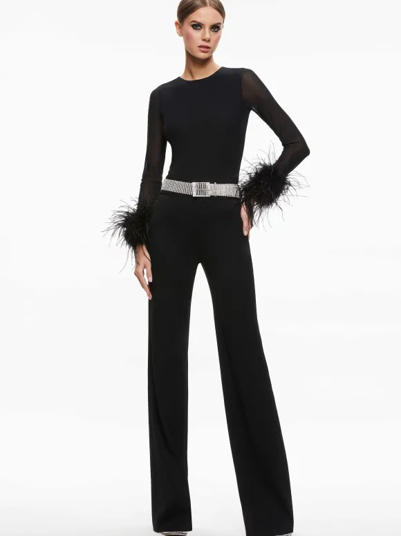 Delaina Feather Cuff Sleeve Top | Alice and Olivia Best