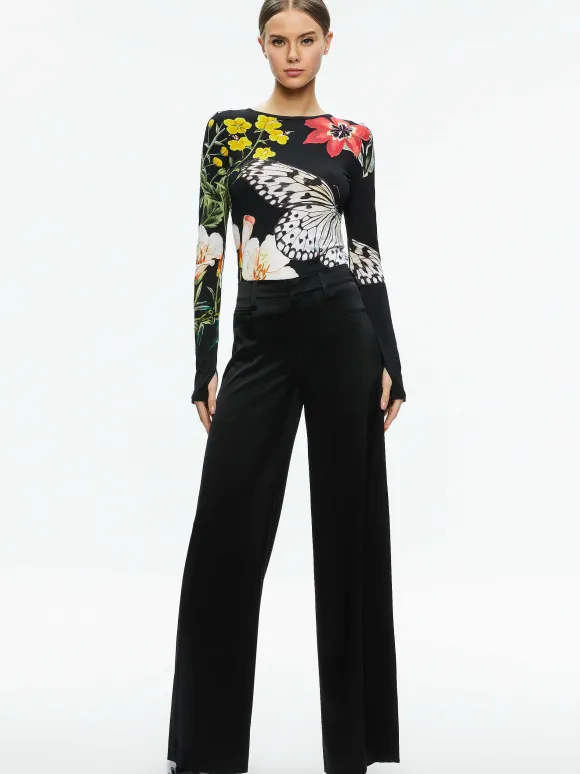 Delaina Long Sleeve Crop Top | Alice and Olivia Discount