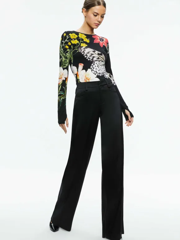 Delaina Long Sleeve Crop Top | Alice and Olivia Discount