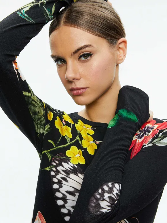 Delaina Long Sleeve Crop Top | Alice and Olivia Discount