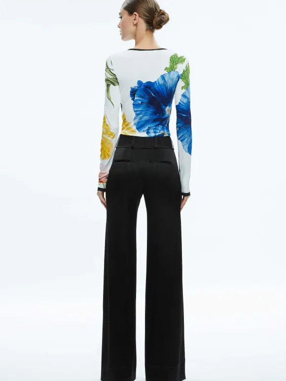 Delaina Long Sleeve Cropped Top | Alice and Olivia Best Sale