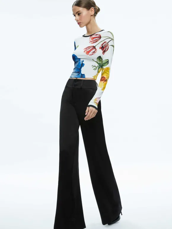 Delaina Long Sleeve Cropped Top | Alice and Olivia Best Sale