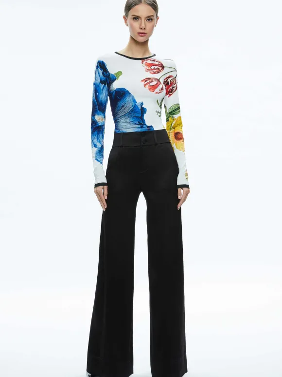 Delaina Long Sleeve Cropped Top | Alice and Olivia Best Sale