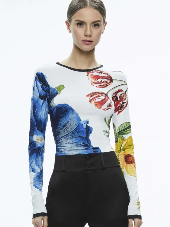 Delaina Long Sleeve Cropped Top | Alice and Olivia Best Sale