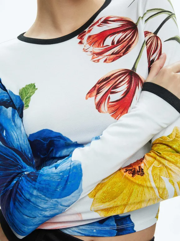 Delaina Long Sleeve Cropped Top | Alice and Olivia Best Sale