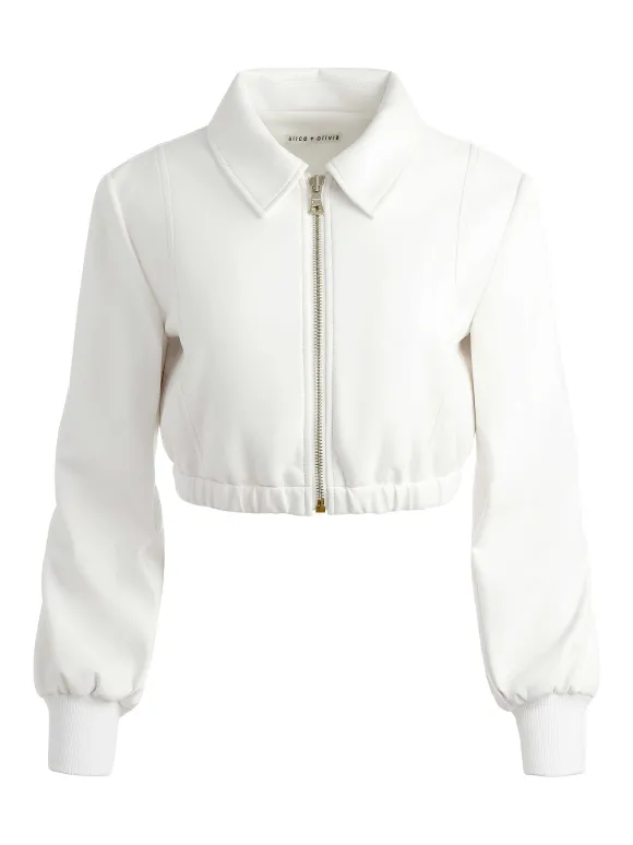 Della Cropped Vegan Leather Jacket | Alice and Olivia New