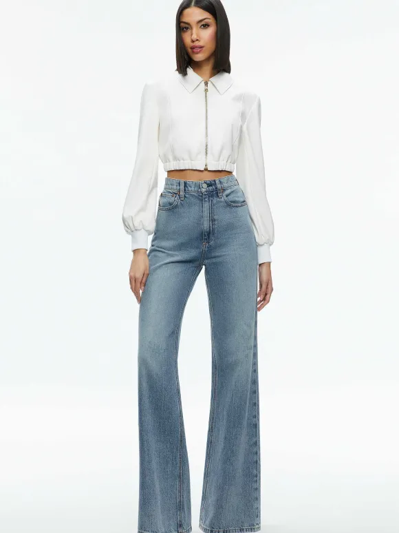 Della Cropped Vegan Leather Jacket | Alice and Olivia New