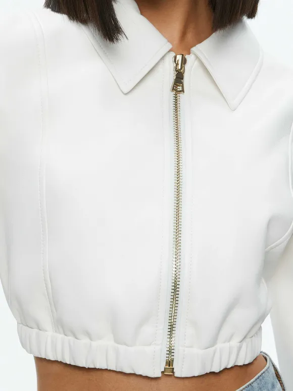 Della Cropped Vegan Leather Jacket | Alice and Olivia New