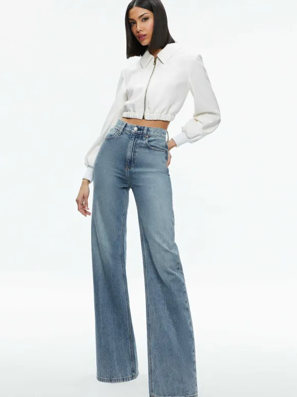 Della Cropped Vegan Leather Jacket | Alice and Olivia New