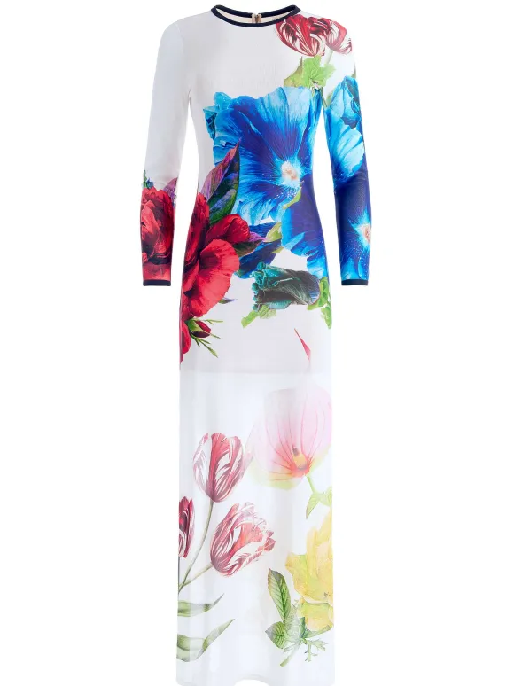 Delora Long Sleeve Crew Neck Maxi Dress | Alice and Olivia Fashion