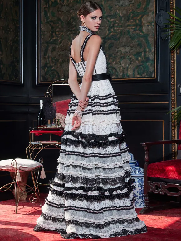 Denita Bustier Ruffle Gown | Alice and Olivia Hot
