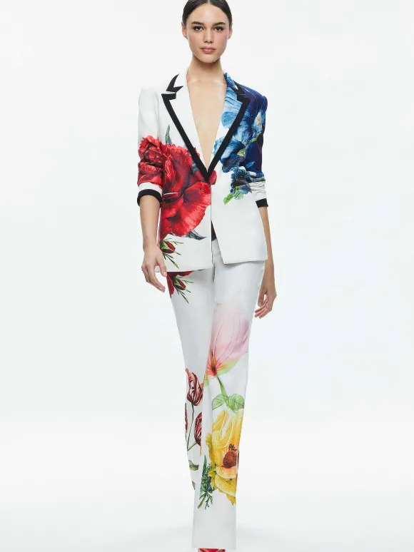 Denny Notch Collar Boyfriend Blazer + Livi Mid Rise Trouser | Alice and Olivia Cheap
