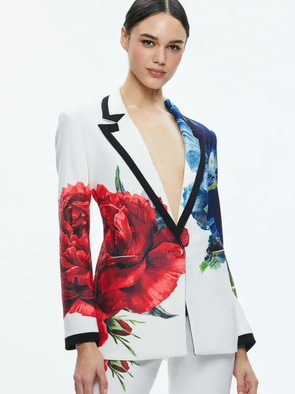 Denny Notch Collar Boyfriend Blazer | Alice and Olivia Flash Sale