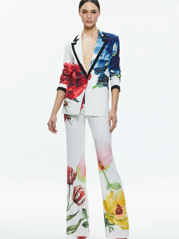 Denny Notch Collar Boyfriend Blazer + Livi Mid Rise Trouser | Alice and Olivia Cheap