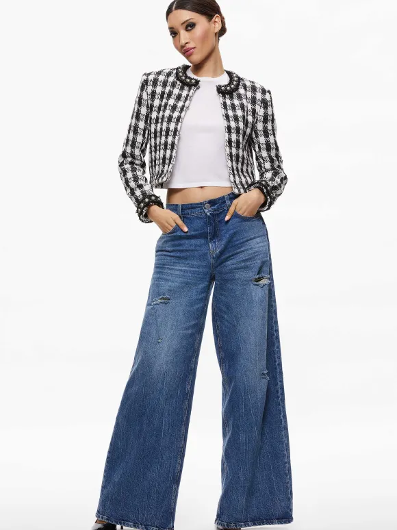 Deon Two-Fer Tweed Jacket | Alice and Olivia Best Sale