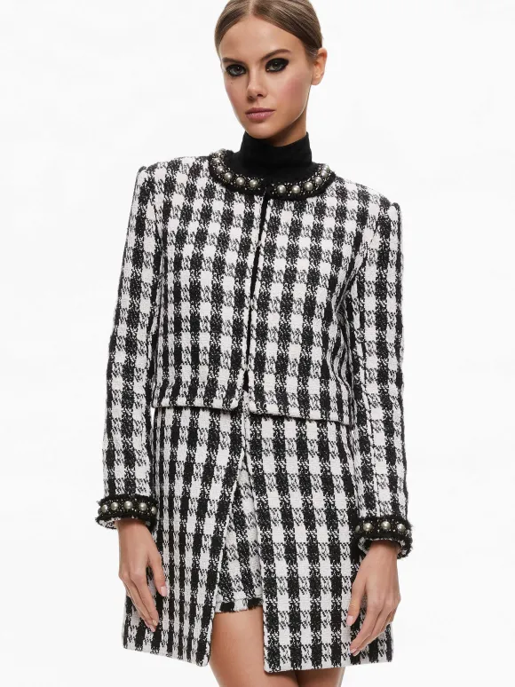 Deon Two-Fer Tweed Jacket | Alice and Olivia Best Sale