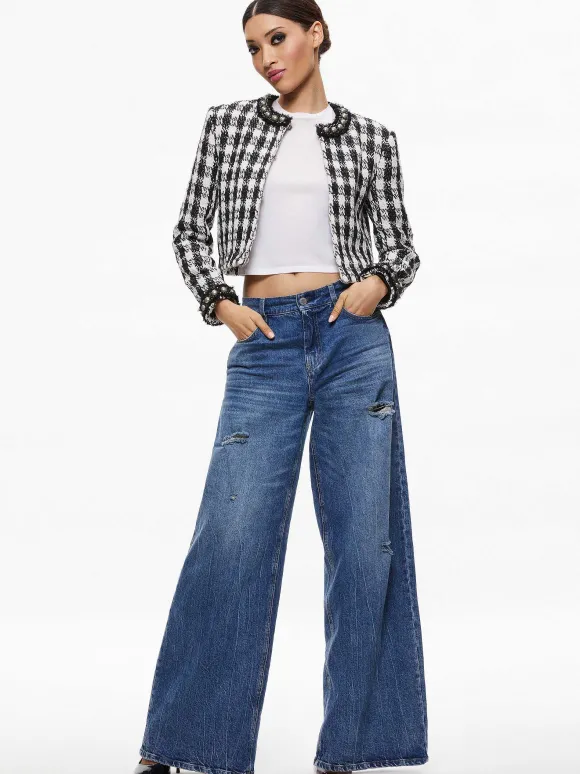 Deon Two-Fer Tweed Jacket + Mace Tweed Mini Skort | Alice and Olivia Outlet