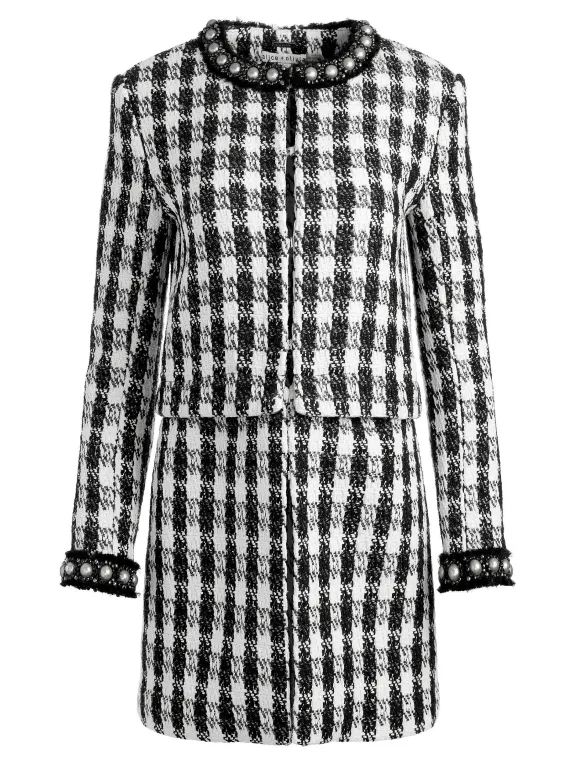 Deon Two-Fer Tweed Jacket + Mace Tweed Mini Skort | Alice and Olivia Outlet