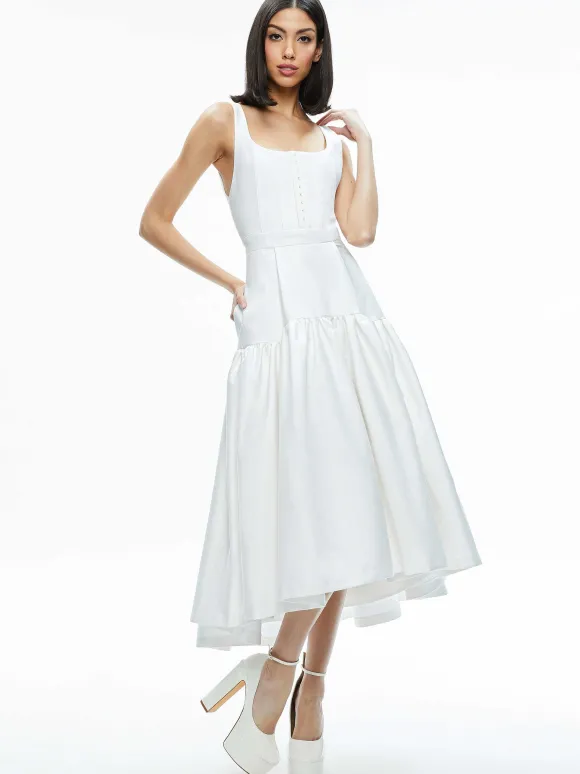 Diana Sleeveless Structured Midi Dress | Alice and Olivia Online