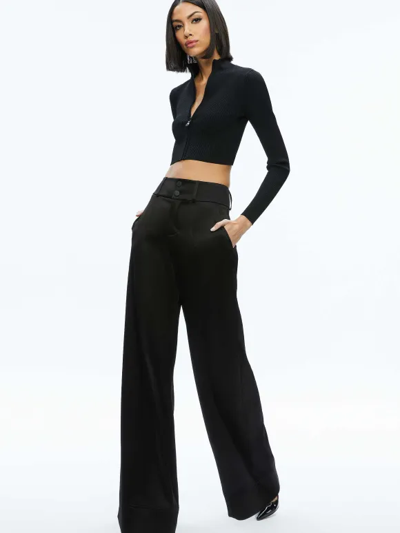 Dorris Ribbed Zip Up Cardigan | Alice and Olivia Outlet