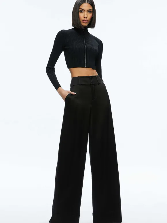 Dorris Ribbed Zip Up Cardigan | Alice and Olivia Outlet