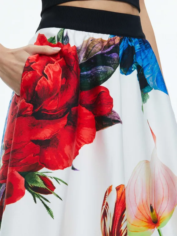 Earla High Rise Flared Midi Skirt | Alice and Olivia Outlet