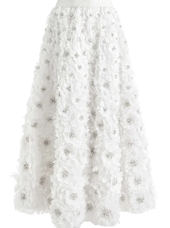 Earla High Waisted Floral Embellished Skirt | Alice and Olivia New
