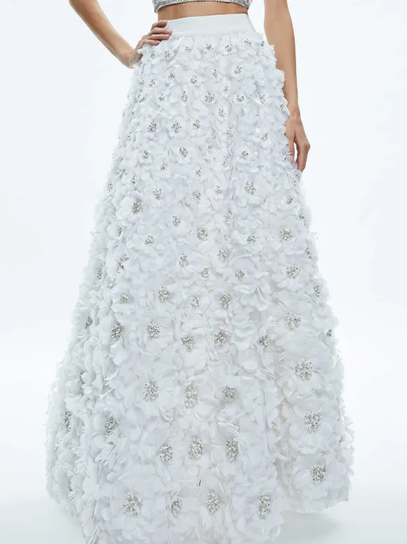 Earla High Waisted Floral Embellished Skirt | Alice and Olivia New