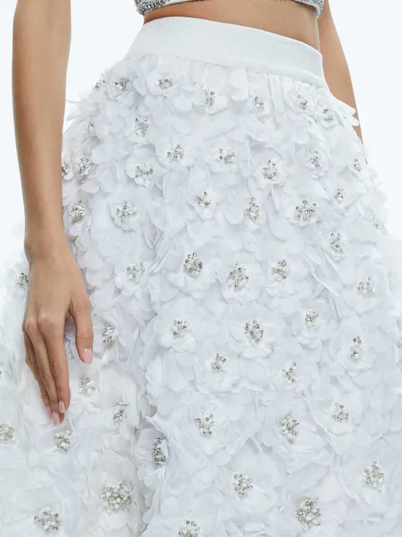 Earla High Waisted Floral Embellished Skirt | Alice and Olivia New