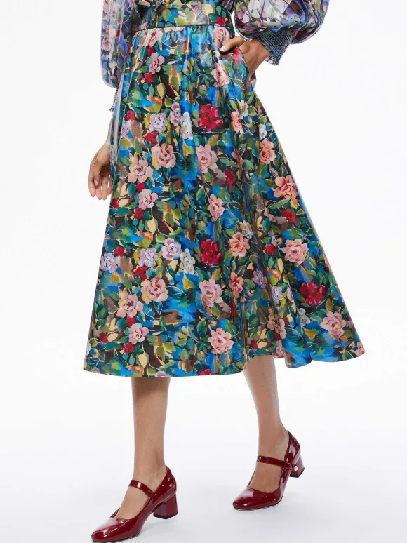 Earla Vegan Leather Flare Skirt | Alice and Olivia Sale