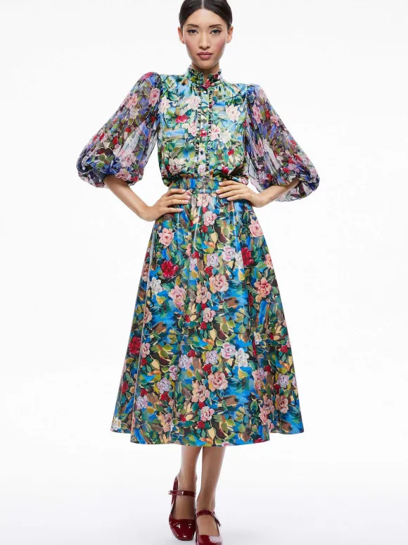 Earla Vegan Leather Flare Skirt | Alice and Olivia Sale