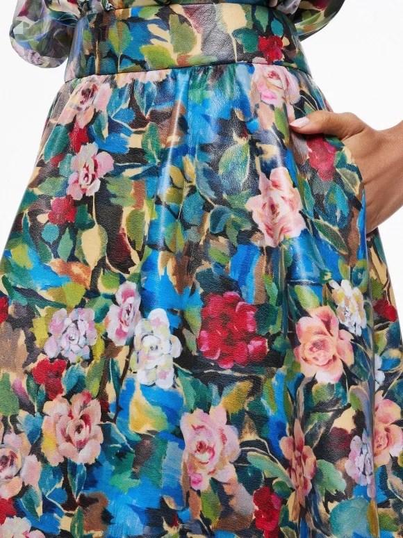 Earla Vegan Leather Flare Skirt | Alice and Olivia Sale
