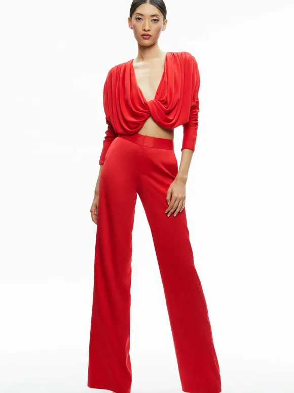 Elda Twisted Draped Cropped Top | Alice and Olivia New