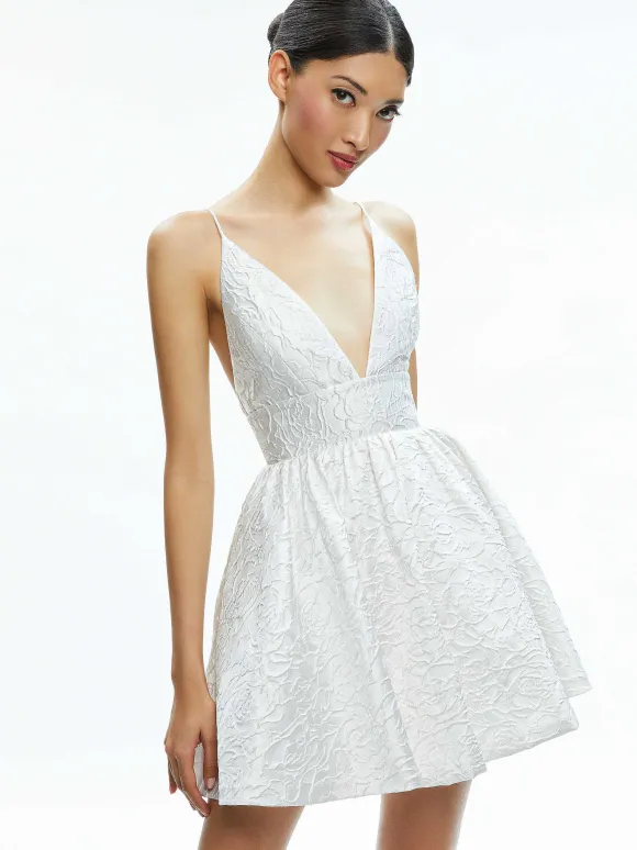 Ellamae Deep V-Neck Dress | Alice and Olivia Shop