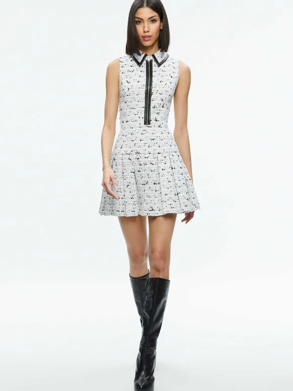 Ellis Tweed Box Pleat Dress | Alice and Olivia Sale