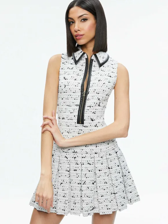 Ellis Tweed Box Pleat Dress | Alice and Olivia Sale